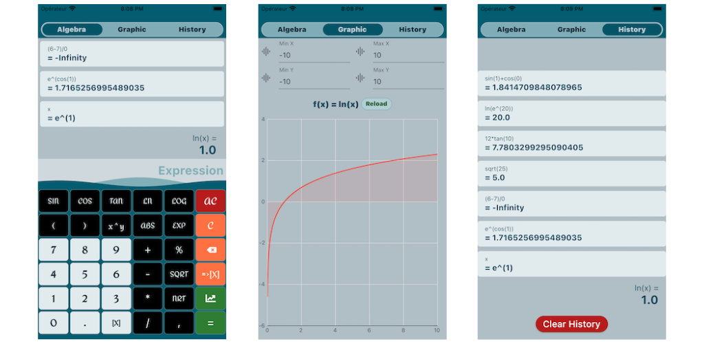 Calculatrix Screens