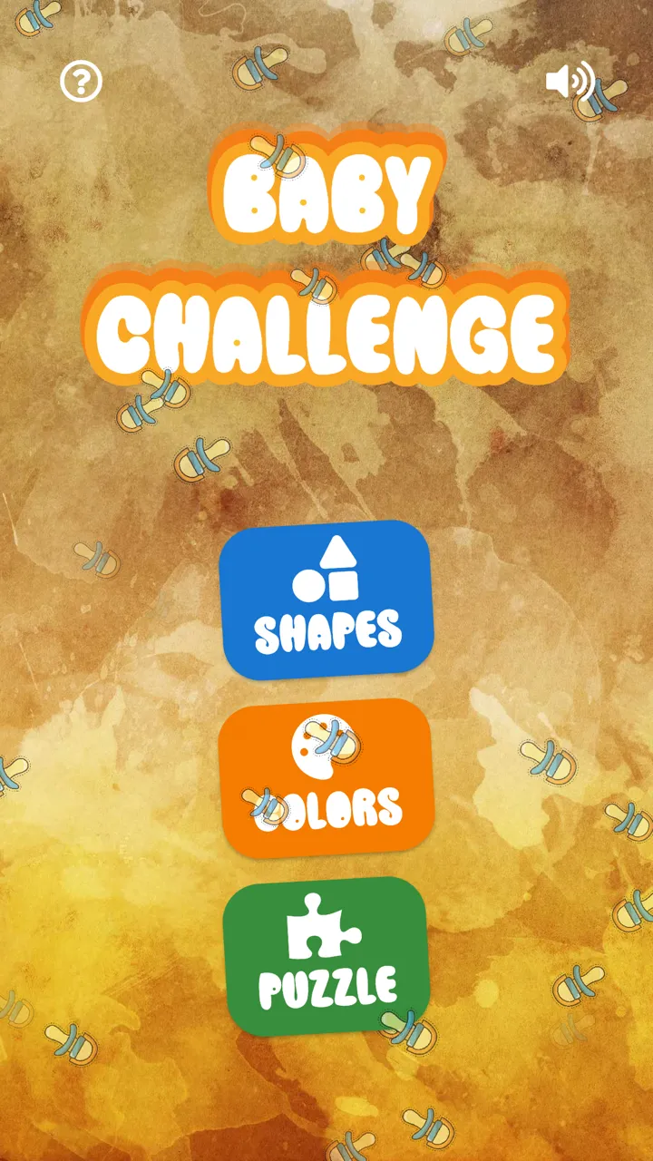 Menu principal : Shapes, Colors, Puzzle